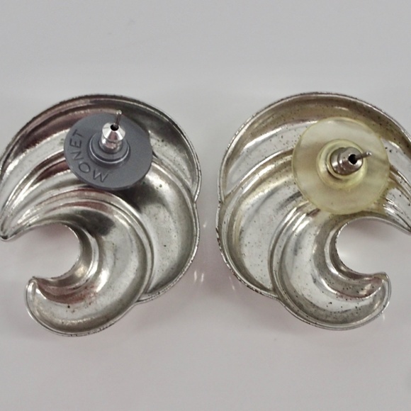 Vintage Silver Monet Swirl Post Earrings 1 Pair 1" - Picture 3 of 6